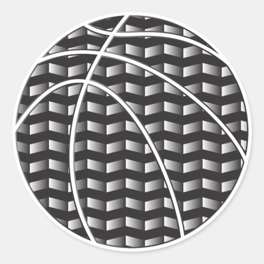 Zwart-wit Gradient Basketbal Sticker (Voorkant)