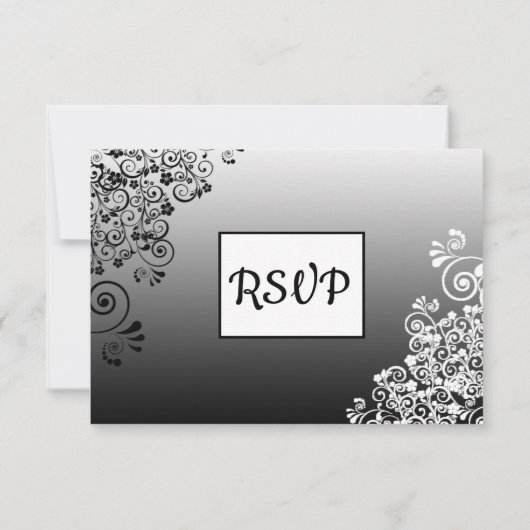 Zwart-wit Gradiënt Bruiloft RSVP-kaart RSVP Kaartje (Achterkant)