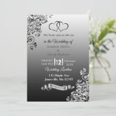 Zwart-wit Gradient Bruiloft Uitnodigingen (Staand voorkant)