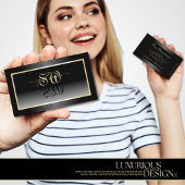 Zwart Wit Gradient Champagne Lijst en Initialen Visitekaartje