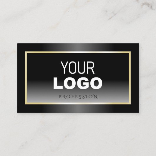 Zwart Wit Gradient Champagne Lijst en Logo Visitekaartje (Voorkant)