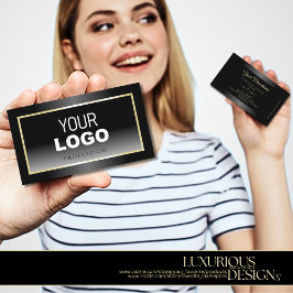 Zwart Wit Gradient Champagne Lijst en Logo Visitekaartje