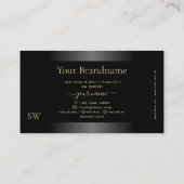 Zwart Wit Gradiënt Champagne Lijst en Monogram Visitekaartje (Achterkant)