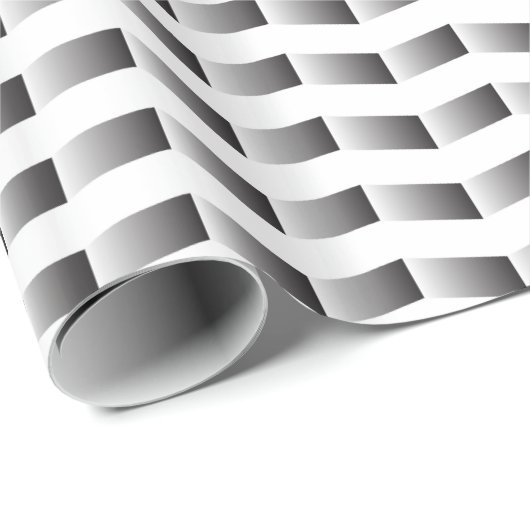 Zwart-wit Gradient Chevron Wrapping Paper Cadeaupapier (Rol Hoek)