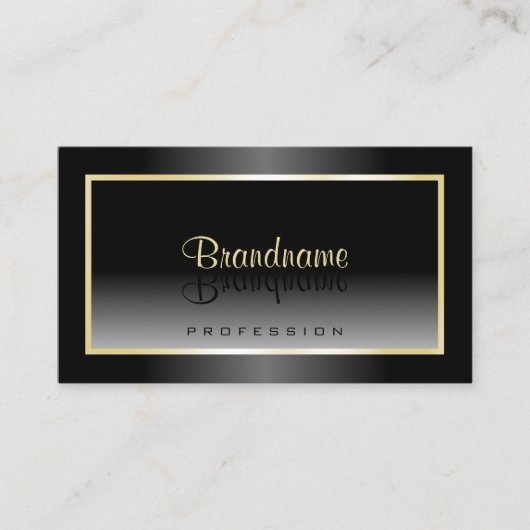 Zwart-wit Gradient met Champagne Lijst Chic Visitekaartje (Voorkant)