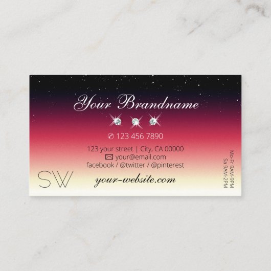 Zwart wit gradiënt Ruitdiamanten monogram Visitekaartje (Achterkant)