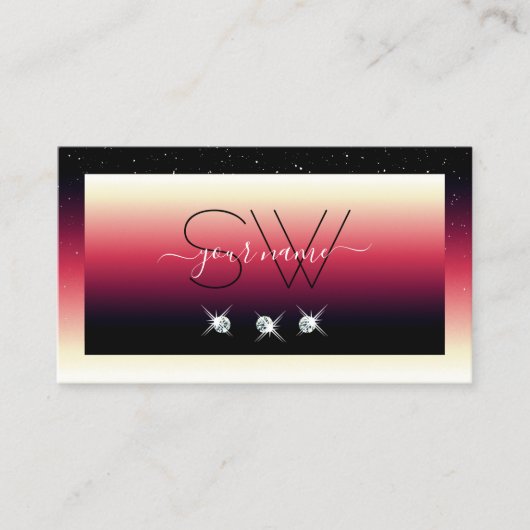 Zwart wit gradiënt Ruitdiamanten monogram Visitekaartje (Voorkant)