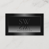 Zwart-wit Gradient Shimmery Lijst Monogram Visitekaartje (Voorkant)