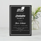 Zwart wit Graduation Party 2025 Kaart (Staand voorkant)