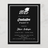 Zwart wit Graduation Party 2025 uitnodiging (Voorkant)