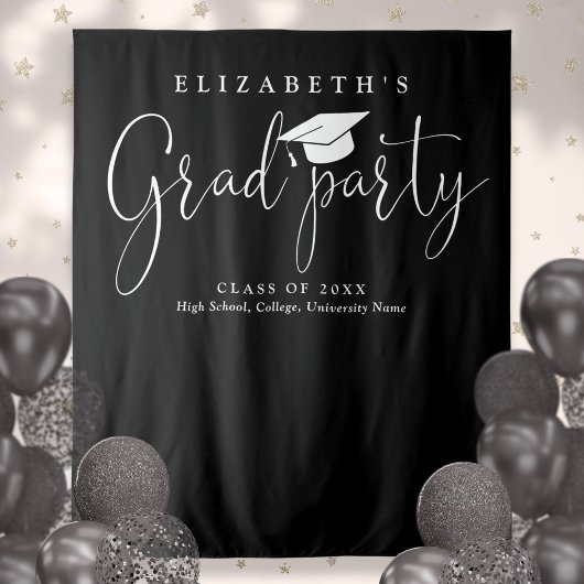 Zwart-wit Graduation Party Foto achtergrond Wandkleed