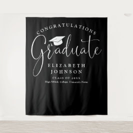 Zwart-wit Graduation Party Foto achtergrond Wandkleed