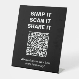 Zwart Wit Graduation Party QR Code Share Foto's Reclamebord Met Voetstuk