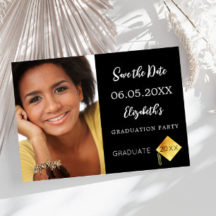 Zwart wit Graduation Party Save The Date