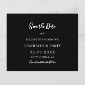 Zwart wit Graduation Party Save the Date budget Flyer (Achterkant)