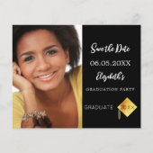 Zwart wit Graduation Party Save the Date budget Flyer (Voorkant)