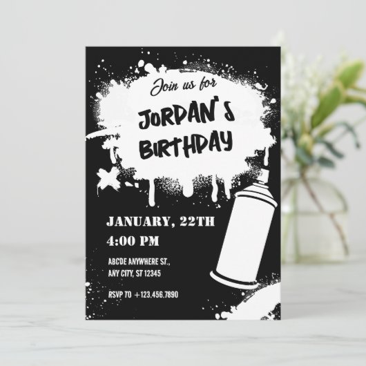 zwart-wit graffiti kaart (Staand voorkant)