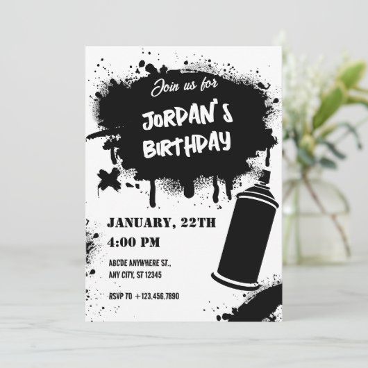 zwart-wit graffiti kaart (Staand voorkant)