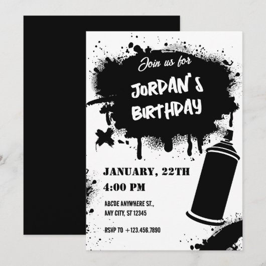 zwart-wit graffiti  kaart (Voorkant / Achterkant)