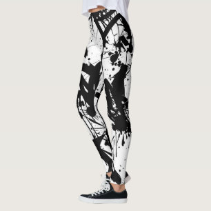 Zwart-wit graffiti leggings