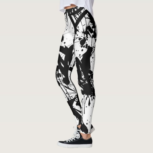 Zwart-wit graffiti leggings (Links)
