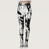 Zwart-wit graffiti leggings (Voorkant)