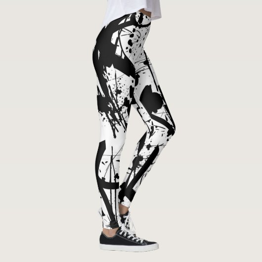 Zwart-wit graffiti leggings (Rechts)