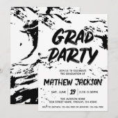 Zwart-wit Graffiti Paint Afstudeerfeest Kaart (Voorkant / Achterkant)