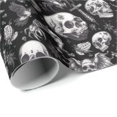 Zwart-wit graffiti stijl schedels Halloween Cadeaupapier (Rol Hoek)