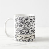 Zwart-wit graffiti stijl schedels Halloween Koffiemok (Links)