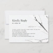 Zwart-wit grafisch blad QR-code online bruiloft RSVP Kaartje (Voorkant)