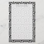 Zwart-wit grafisch Grieks sleutelpatroon Briefpapier (Voorkant)