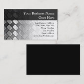 Zwart-wit grafisch Grieks sleutelpatroon Visitekaartje (Voorkant / Achterkant)