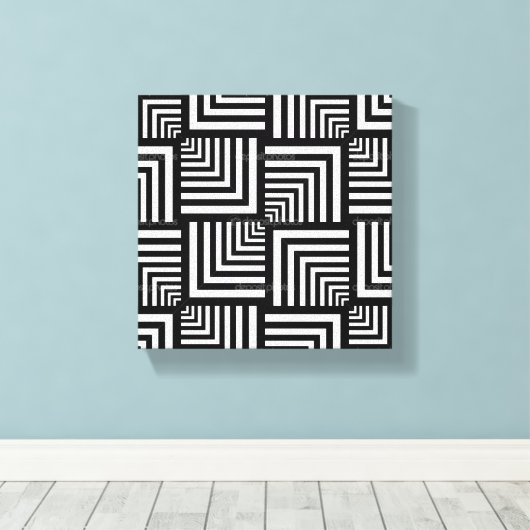Zwart, wit, grafisch omhuld Canvas kunst (Insitu (Houten vloer))