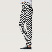 Zwart-wit grafisch ontwerp Zigzag Patroon Leggings (Links)