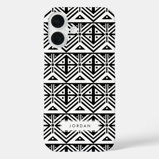 Zwart-wit grafisch stampatroon Case-Mate iPhone case (Achterkant)