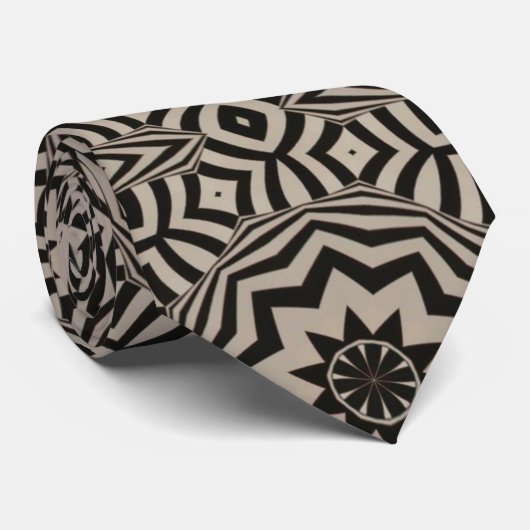 Zwart, wit, grafisch stropdas (Opgerold)