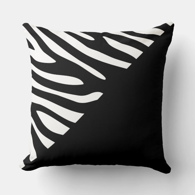 Zwart-wit, grafisch Zebra - half patroon Kussen (Voorkant)
