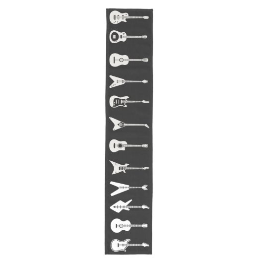 Zwart-wit grafische gitaren medium tafelloper (Voorkant)