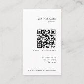 Zwart-wit grafische ontwerper Verticale QR-code Visitekaartje (Achterkant)