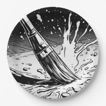 Zwart-wit grafische stijl kwast verfspat