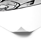 Zwart-wit grafische vis perfect poster (Hoek)