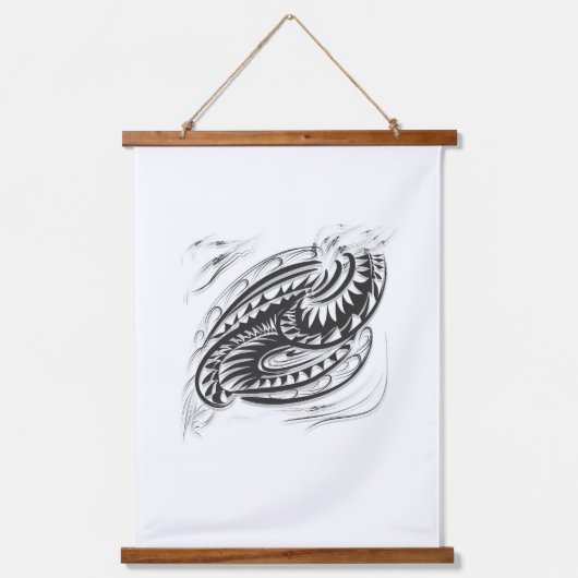 Zwart Wit Grafische Wandkunst voor Interieur Hangend Wandkleed (Voorkant)