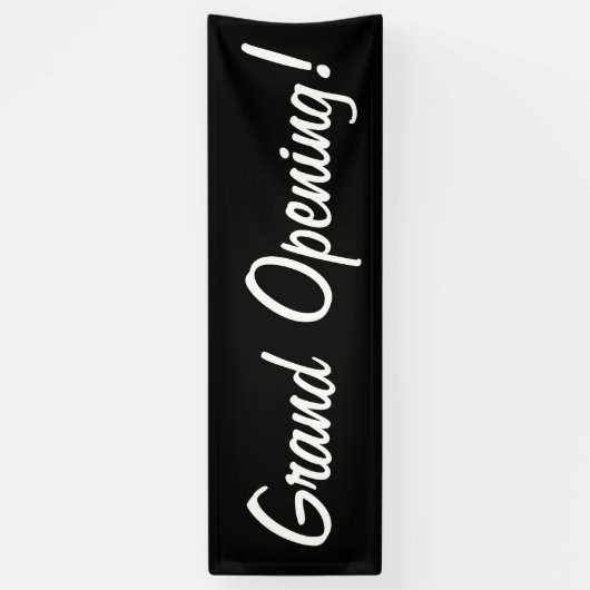 Zwart-wit Grand Opening Promotiebedrijf Spandoek (Verticaal)