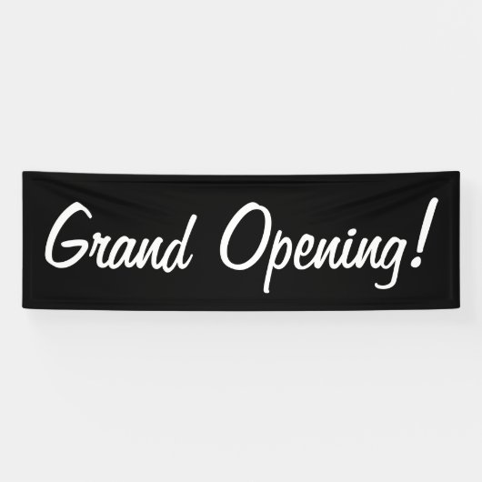 Zwart-wit Grand Opening Promotiebedrijf Spandoek (Horizontaal)