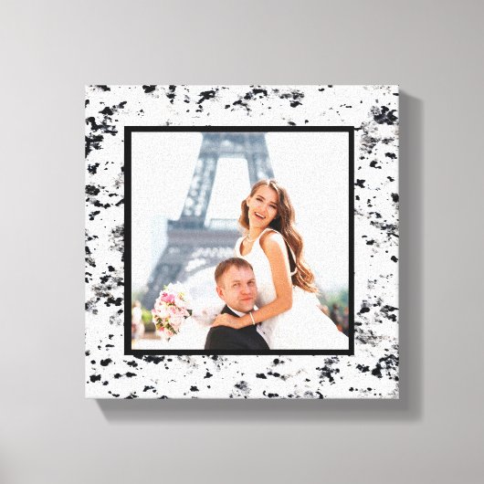 Zwart & Wit Graniet Bruiloft Foto Keepsake Canvas Afdruk (Voorkant)