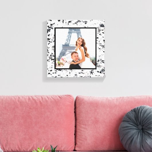 Zwart & Wit Graniet Bruiloft Foto Keepsake Canvas Afdruk (Insitu (Woonkamer))