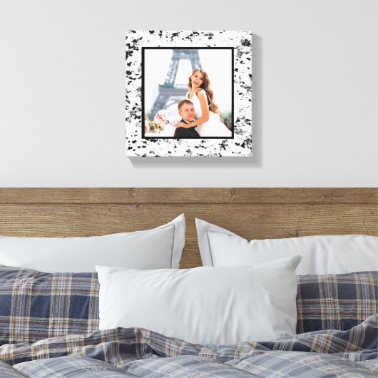 Zwart & Wit Graniet Bruiloft Foto Keepsake Canvas Afdruk (Insitu (Slaapkamer))