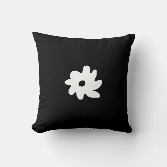 Zwart Wit Graphic Flower Decor Idee Kussen (Voorkant)