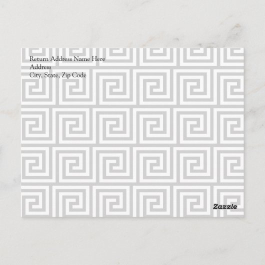Zwart-wit Graphic Grieks Key Pattern Briefkaart (Achterkant)
